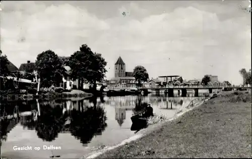 Ak Dalfsen Overijssel, Flusspartie, Brücke