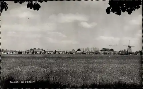 Ak Dalfsen Overijssel, Blick auf den Ort, Windmühle