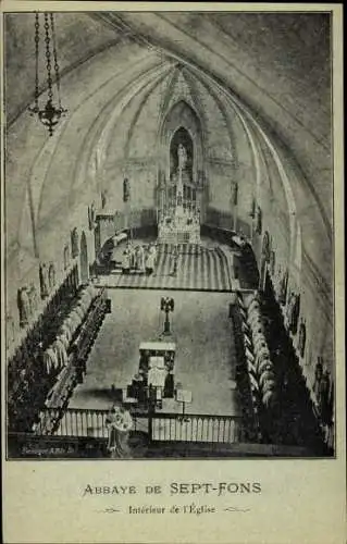 Ak Dompierre sur Besbre Allier, L'abbaye de Sept Fons, Interieur de l'Eglise