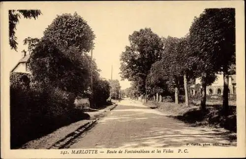 Ak Marlotte Seine et Marne, Route de Fontainebleau et les Villas