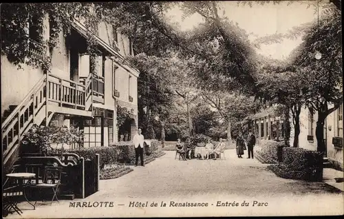 Ak Marlotte Seine et Marne, Hotel de la Renaissance, Entree du Parc