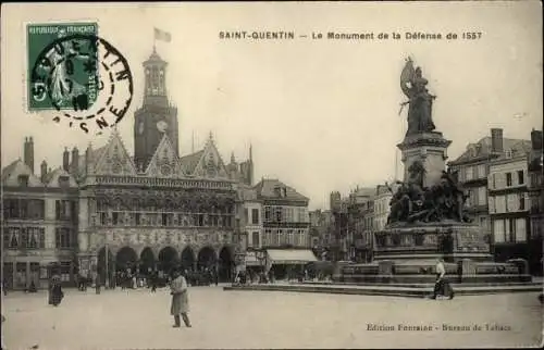 Ak Saint Quentin Aisne, Monument de la Defense de 1557