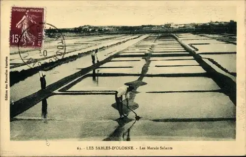 Ak Les Sables d'Olonne Vendée, Les Marais Salants, Salzfelder