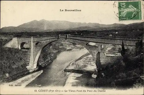 Ak Céret Pyrénées Orientales, Le Vieux Pont du Diable