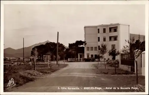 Ak Argelès sur Mer Pyrénées Orientales, Hôtel de la Nouvelle Plage