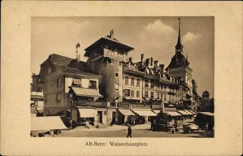 Ak Bern Stadt Schweiz, Waisenhausplatz, Raucherturm, Käfigturm