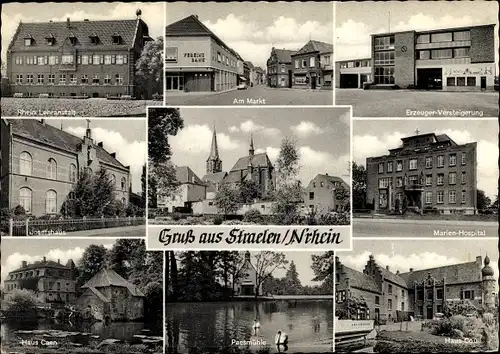 Ak Straelen am Niederrhein, Erzeuger Versteigerung, Marien Hospital, Paesmühle, Haus Caen