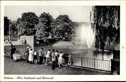 Ak Bochum im Ruhrgebiet, Alter Stadtpark und Ehrenmal