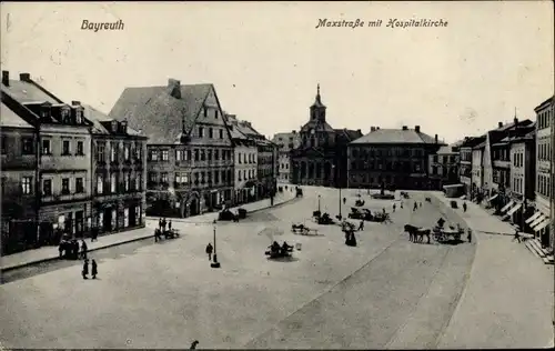 Ak Bayreuth in Oberfranken, Maxstraße mit Hospitalkirche