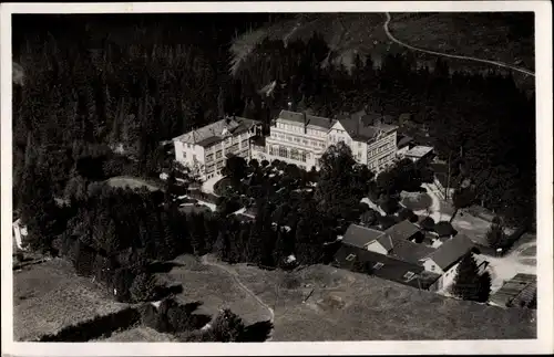 Ak Clausthal Zellerfeld im Oberharz, Fliegeraufnahme, Johanneser Waldhaus