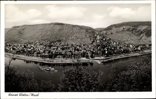 Ak Klotten an der Mosel, Moselpartie, Binnenschiff, Panorama