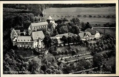 Ak Gießen an der Lahn, Kloster Schiffenberg, Fliegeraufnahme