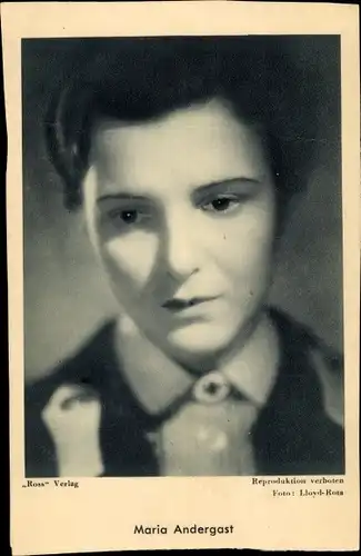 Ak Schauspielerin Maria Andergast, Portrait