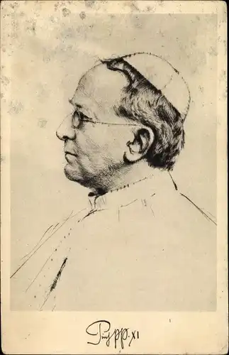 Künstler Ak Kohl, Hans, Papst Pius XI., Achille Ambrogio Damiano Ratti, Portrait