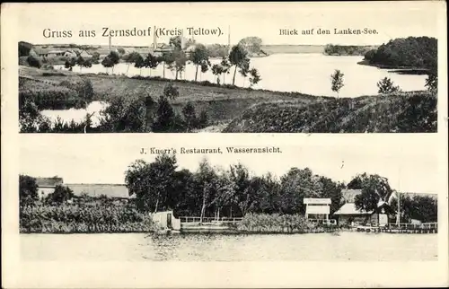 Ak Zernsdorf Königs Wusterhausen in Brandenburg, J. Knorr's Restaurant, Lankensee, Panorama vom Ort