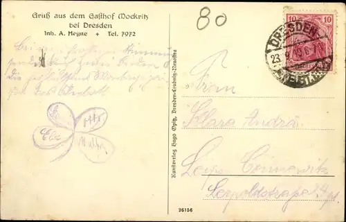 Ak Dresden Mockritz Kleinpestitz, Panorama, Gasthof Mockritz, Inh. A. Heyne