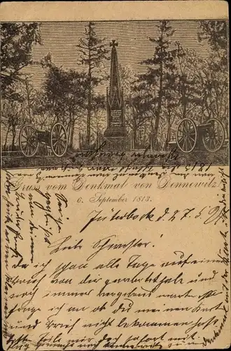 Litho Dennewitz Niedergörsdorf in Brandenburg, Denkmal der Schlacht von 1813