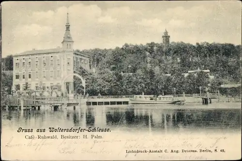 Ak Woltersdorf bei Berlin, Woltersdorfer Schleuse, Cafe Ruhwald