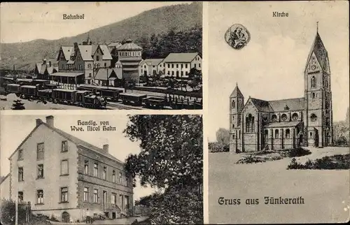 Ak Jünkerath in der Eifel, Bahnhof, Gleisseite, Kirche, Handlung, Wasserturm
