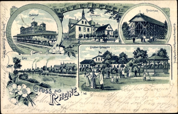 Litho Rheine in Westfalen, Bahnhof, Gleisseite