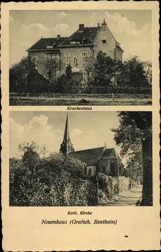 Ak Neuenhaus in Niedersachsen, Krankenhaus, katholische Kirche