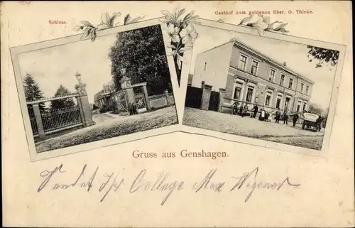 Ak Genshagen Ludwigsfelde in Brandenburg, Schloss, Gasthof zum goldenen Eber