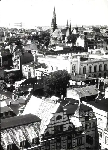 Foto Schwerin in Mecklenburg, Panorama vom Dom aus, Arsenal, Paulskirche, 1975