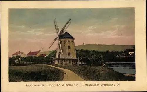 Ak Dresden West Gohlis, Gohliser Windmühle, Außenansicht