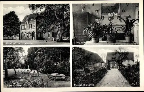 Ak Stedebergen Dörverden Niedersachsen, Gasthof zur Landwehr*, Jagdzimmer, Gartenpartie, Meierhof