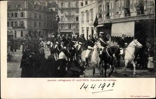 Ak Lausanne Kanton Waadt, Journee zofingienne, Cavaliers du Cortege, 17.04.1903