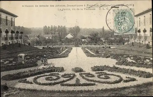 Ak Pont aux Dames Couilly Seine-et-Marne, Maison de retraite des Artistes Dramatiques, Le Jardin