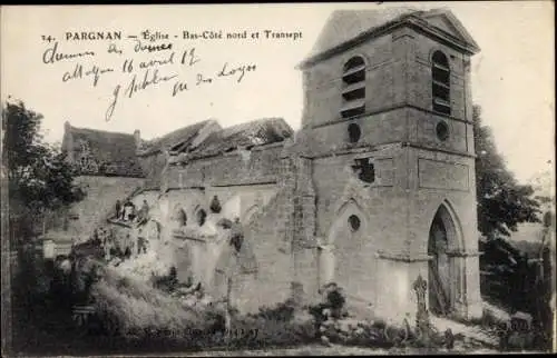 Ak Pargnan Aisne, L'Eglise, ruines