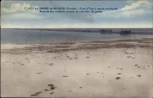 Ak Notre Dame de Monts Vendée, Pont d'Yeu a maree mortante