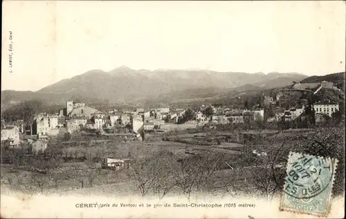 Ak Ceret Pyrénées Orientales, Totale mit Saint Christophe