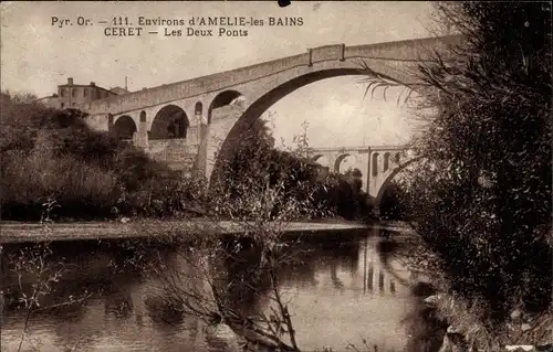 Ak Céret Pyrénées Orientales, Les deux Ponts