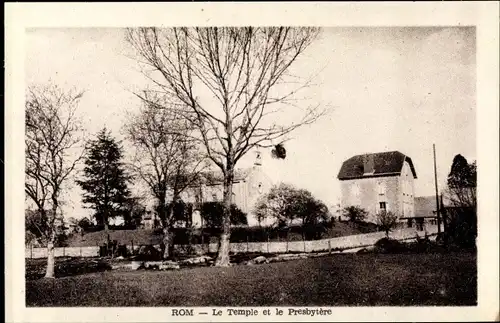 Ak Rom Deux Sèvres, Le Temple et le Presbytere