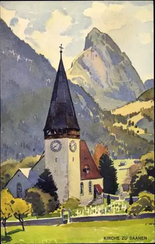 Künstler Ak Saanen Kt. Bern Schweiz, Kirche