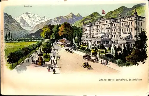 Künstler Ak Interlaken Kanton Bern Schweiz, Grand Hotel Jungfrau