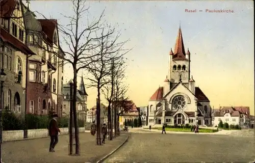 Ak Bâle Basel Stadt Schweiz, Blick auf die Pauluskirche