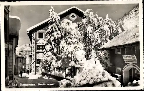 Ak Pontresina Kanton Graubünden Schweiz, Dorfstraße