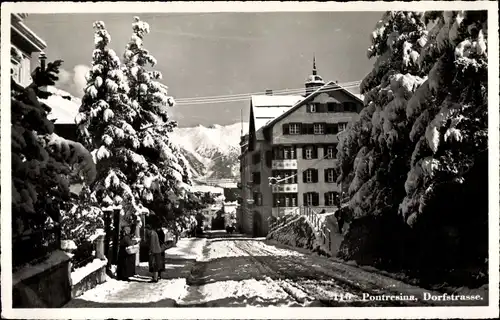 Ak Pontresina Kanton Graubünden Schweiz, Dorfstraße