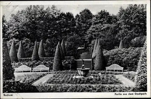 Ak Bochum im Ruhrgebiet, Stadtparkpartie, Springbrunnen