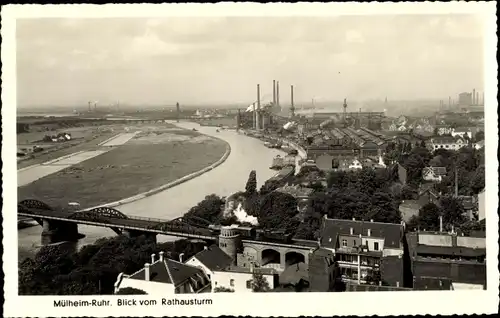 Ak Mülheim an der Ruhr in Nordrhein Westfalen, Panorama vom Rathausturm