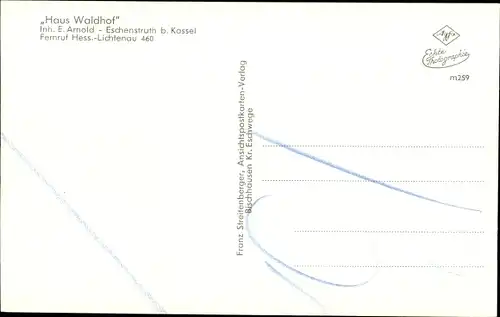 Ak Eschenstruth Helsa in Hessen, Haus Waldhof, Aussen- und Innenansicht, Inh. E. Arnold