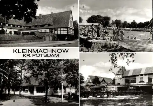 Ak Kleinmachnow, Betriebsberufsschule für Wasserbau, Freibad, Terreassenrestaurant, Schleuse