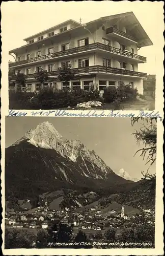 Ak Mittenwald in Oberbayern, Alpenhotel Erdt, Panorama