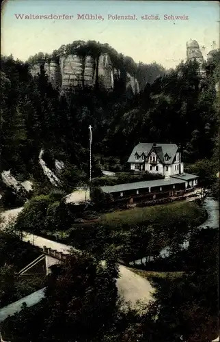 Ak Porschdorf Bad Schandau an der Elbe, Waltersdorfer Mühle, Polenztal