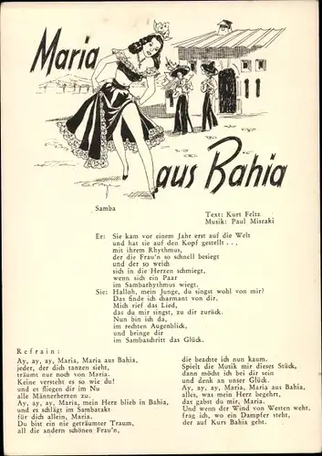 Lied Ak Maria aus Bahia von Kurt Feltz, Tanzende Dame