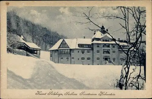 Ak Sülzhayn Ellrich Thüringen, Sanatorium Hohenstein, Winteransicht