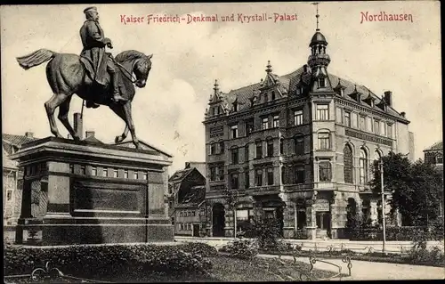Ak Nordhausen am Harz, Kaiser Friedrich Denkmal, Krystall Palast